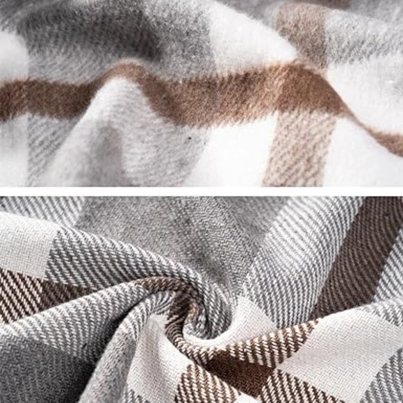 Womens Casual Wool‎ Blend Plaid Flannel Shackets Jacket Button Down Shirt Coat - Picture 2 of 5